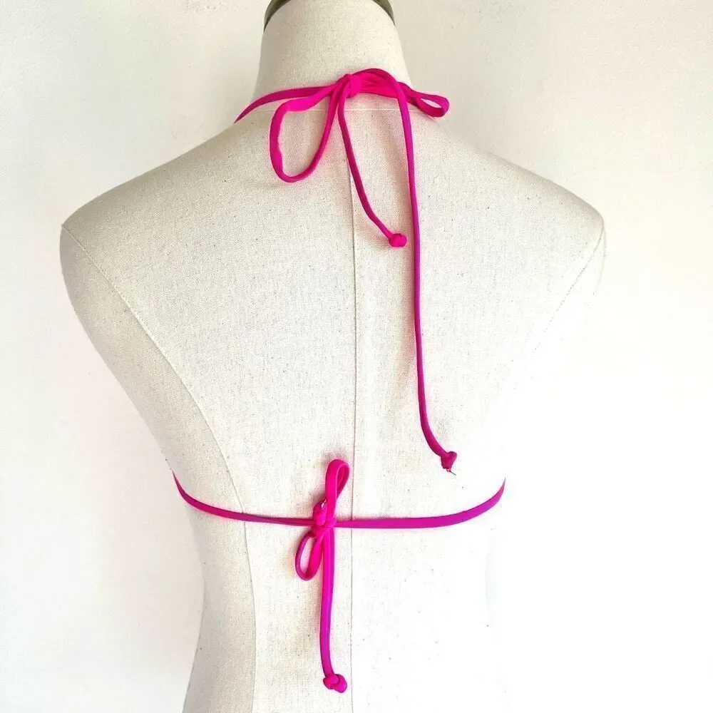 Ingear Hot Pink Ruffled Bikini Swimsuit Top Size Medium Playful Beach Summer Vib